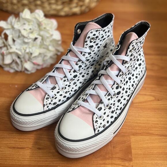 NEW Womens Size 9.5 Converse Chuck Taylor Dalmatian High Top Lift Platform Shoe - Picture 6 of 9